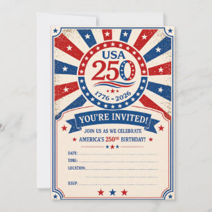Vintage America 250 Einladung Patriotische Party