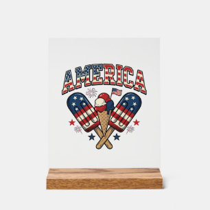 Vintage America Eiscreme Patriotisches-Shirt-Desig Acrylschild