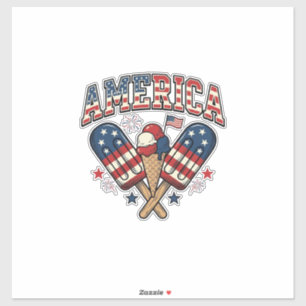 Vintage America Eiscreme Patriotisches Shirt Desig Aufkleber