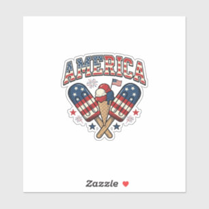 Vintage America Eiscreme Patriotisches-Shirt-Desig Aufkleber