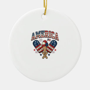 Vintage America Eiscreme Patriotisches Shirt Desig Keramik Ornament