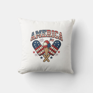 Vintage America Eiscreme Patriotisches-Shirt-Desig Kissen