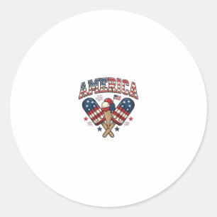 Vintage America Eiscreme Patriotisches Shirt Desig Runder Aufkleber