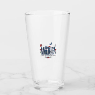 Vintage America Floral Butterfly Patriotisches Hem Glas