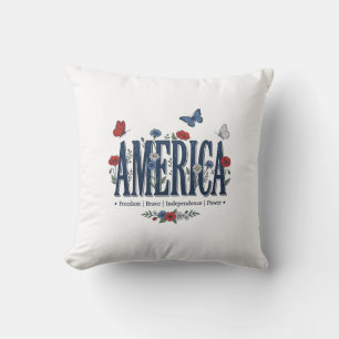Vintage America Floral Butterfly Patriotisches Hem Kissen