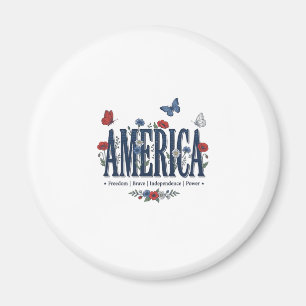 Vintage America Floral Butterfly Patriotisches Hem Magnet