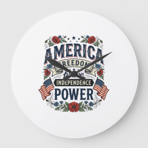 Vintage America Freiheit Patrioten-Shirt Design_1 Große Wanduhr