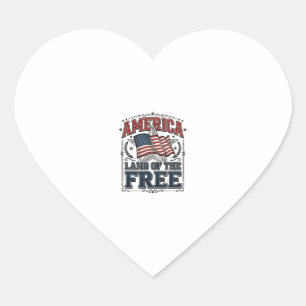Vintage America Land Of The Free Patriotisches Shi Herz-Aufkleber