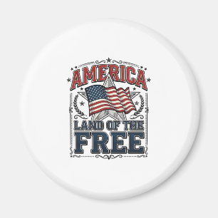 Vintage America Land Of The Free Patriotisches T-S Magnet