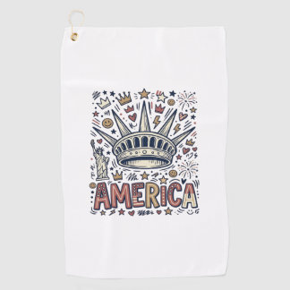 Vintage America Liberty Crown Patriotisches Shirt  Golfhandtuch