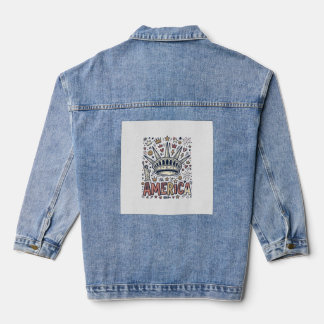 Vintage America Liberty Crown Patriotisches Shirt  Jeansjacke