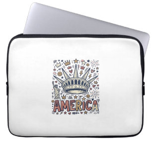 Vintage America Liberty Crown Patriotisches Shirt Laptopschutzhülle