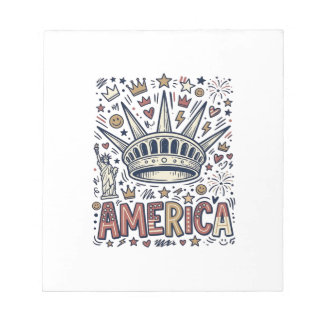 Vintage America Liberty Crown Patriotisches Shirt  Notizblock