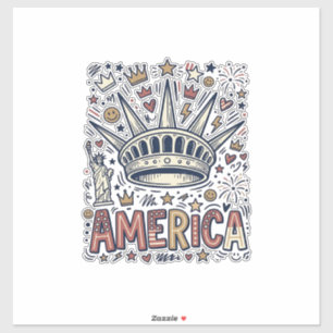 Vintage America Liberty Crown Patriotisches T-Shir Aufkleber