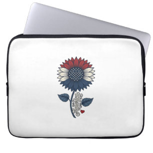 Vintage America Sonnenblume Patriotisches Shirt-De Laptopschutzhülle