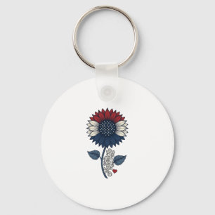 Vintage America Sonnenblume Patriotisches Shirt-De Schlüsselanhänger