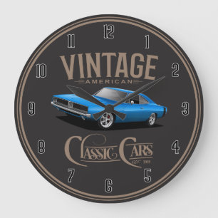 Vintage American Classic Cars Large Clock Große Wanduhr