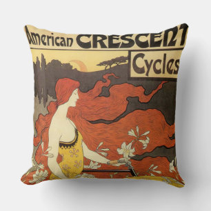Vintage American Crescent Cycles Werbeanzeige Kissen