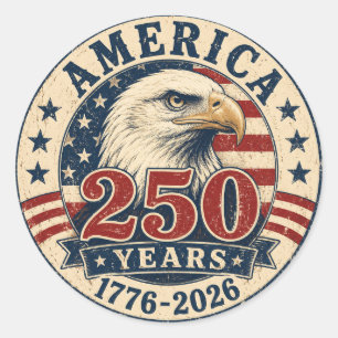 Vintage American Eagle 250. Jubiläum Patriotin Runder Aufkleber