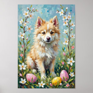 Vintage American Eskimo Dog Osterkunst Poster
