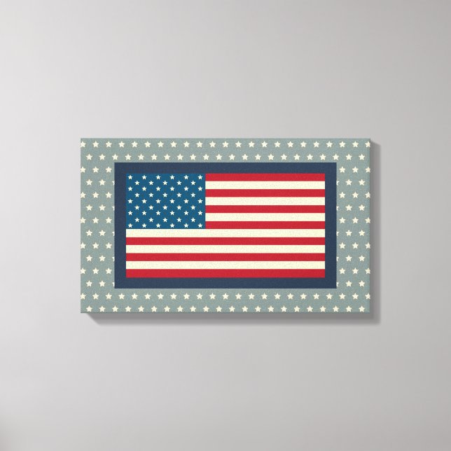 Vintage American Flag Art Canvas Print Leinwanddruck (Vorderseite)