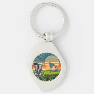 Vintage American Flag Disk Golf Vintag Sun Schlüsselanhänger