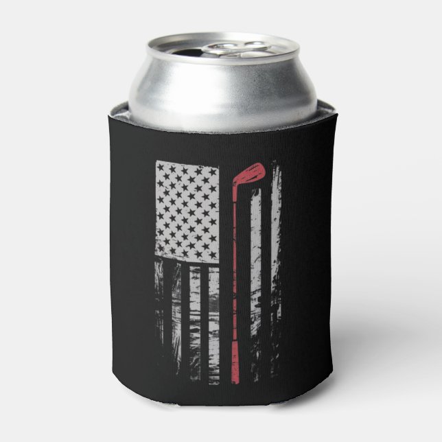 Vintage American Flag Golf Club Gift Golfer  Dosenkühler (Kanne Vorderseite)