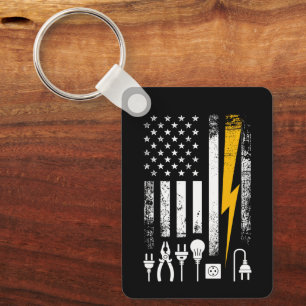 Vintage American Flag Leitungsmonteur Elektriker W Schlüsselanhänger