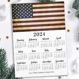 Vintage American Flag Patriotic 12 Month Calendar Feiertagskarte