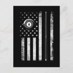 Vintage American Flag Pool Stick Billard 8 Ball Postkarte