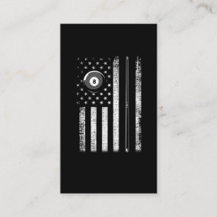 Vintage American Flag Pool Stick Billard 8 Ball Visitenkarte