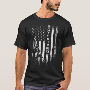 Vintage American Flag Proud Badminton Boyfriend Si T-Shirt