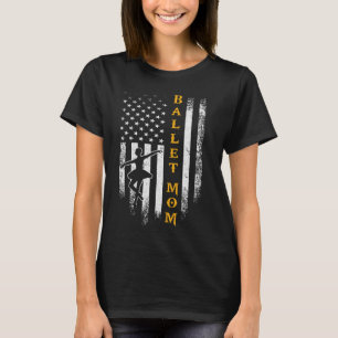 Vintage American Flag Proud Ballet Mama Ballerina T-Shirt