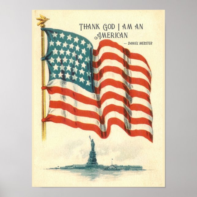 Vintage American Flag Statue of Liberty Poster (Vorne)