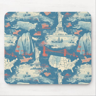 Vintage American Landmark-Muster (3) Mousepad