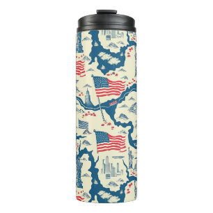 Vintage American Landmark Muster (4) Thermosbecher