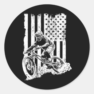 Vintage American Mtb Riding - Mountainbike-Flagge Runder Aufkleber