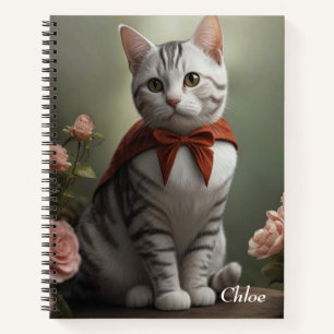 Vintage American Shorthair Kitten mit Rosen Notizbuch
