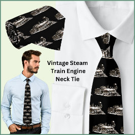 Vintage American Steam Train Locomotive auf Black Krawatte