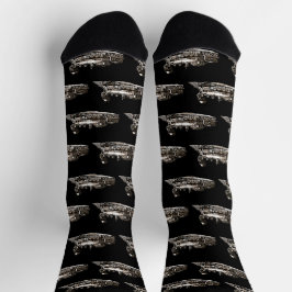 Vintage American Steam Train Locomotive auf Black Socken