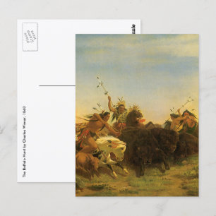 Vintage American West Kunst, Büffeljagd von Wimar Postkarte