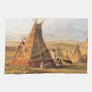 Vintage American West, Teepees auf der Ebene von B Geschirrtuch