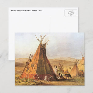 Vintage American West, Teepees on Plain by Bodmer Postkarte