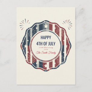 Vintage Americana 4. Juli Patriotisches Abzeichen Feiertagspostkarte