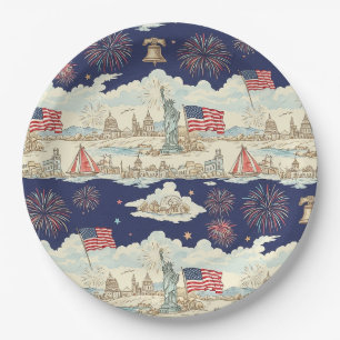 Vintage-Americana-Feuerwerk-Szene (1) Pappteller