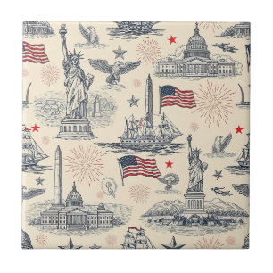 Vintage-Americana-Feuerwerk-Szene (2) Fliese