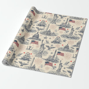 Vintage-Americana-Feuerwerksszene (2) Geschenkpapier