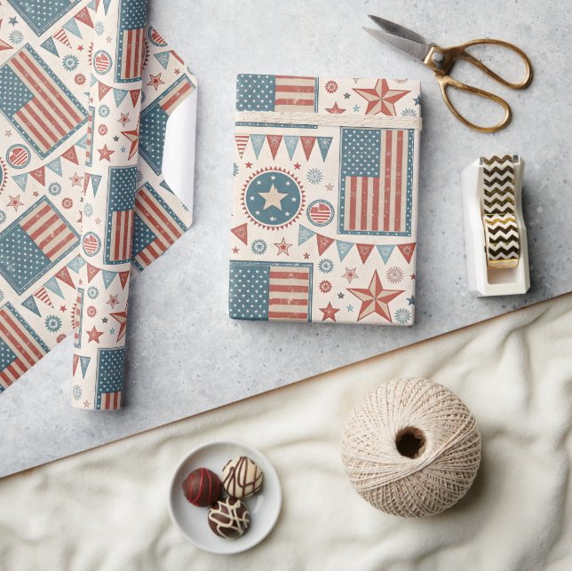 Vintage Americana  Geschenkpapier (Kunsthandwerk)