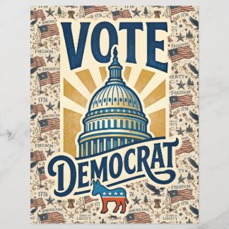 Vintage-Americana-patriotische Volkskunst Demokrat Flyer