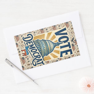 Vintage-Americana-patriotische Volkskunst Demokrat Rechteckiger Aufkleber